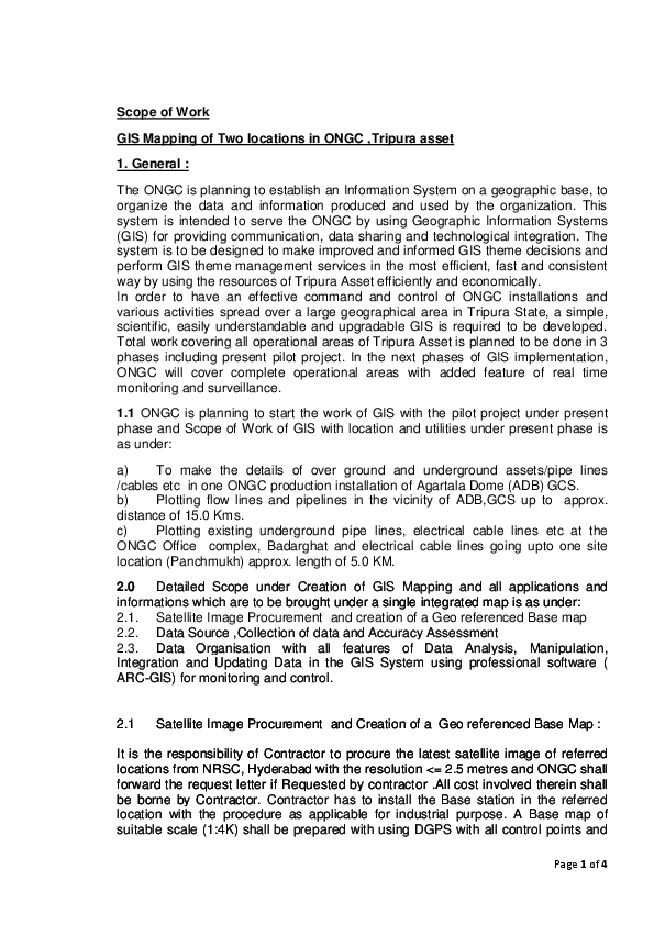 (DOC) Scope of Work GIS Mapping of Two locations in ONGC