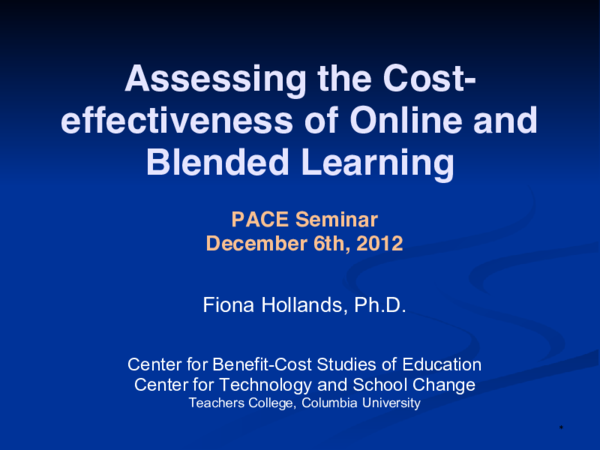 (PDF) Assessing the Cost-effectiveness of Online and Blended Learning ...