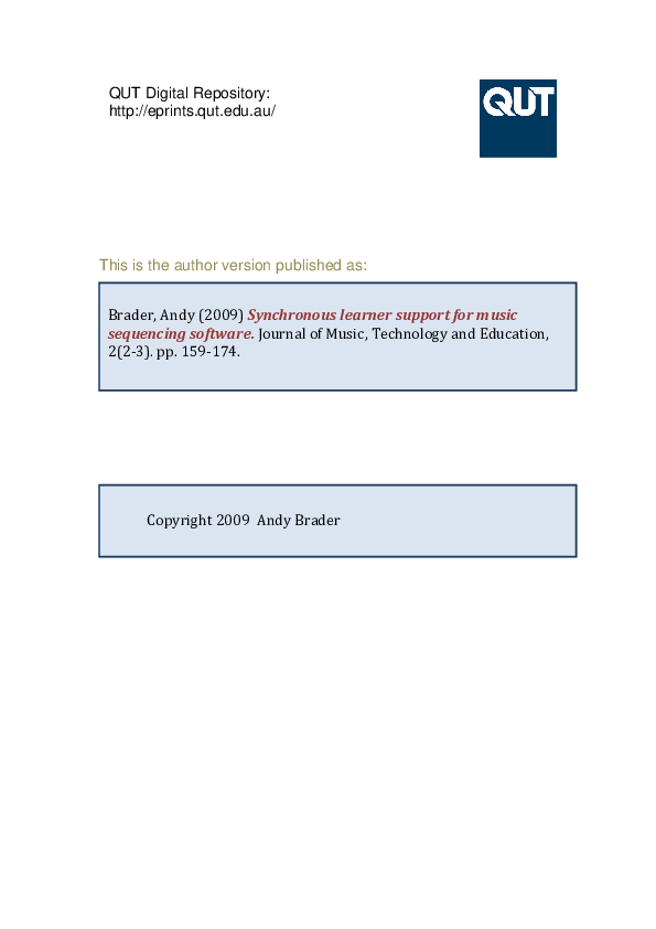 (PDF) Synchronous learner support for musicsequencing software Andy