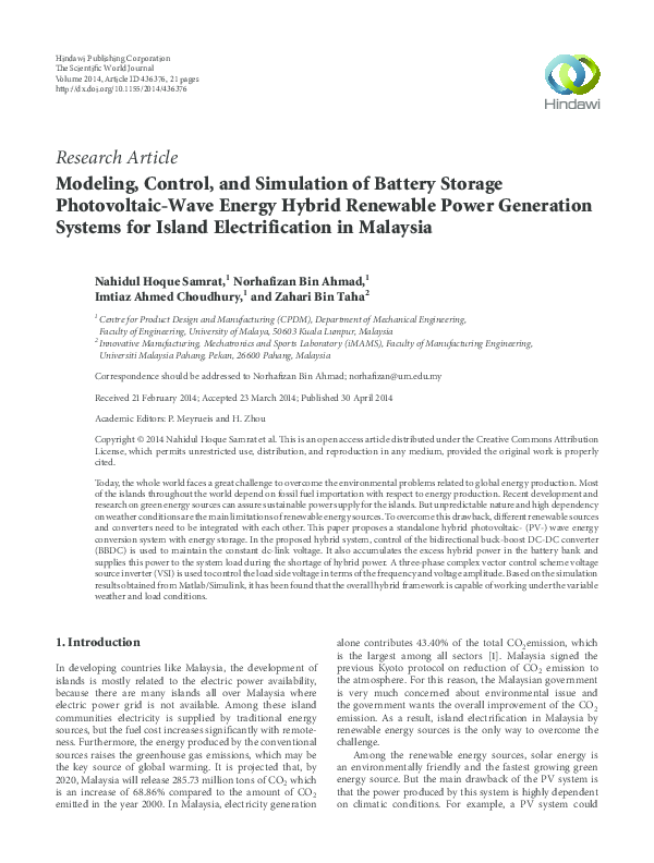 (PDF) Modeling, control, and simulation of battery storage photovoltaic ...