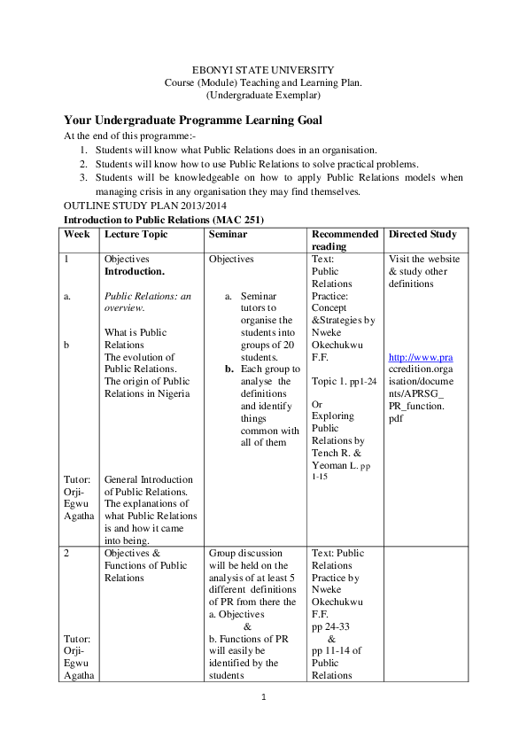 (DOC) COURSE MODULE Teaching learning Plan
