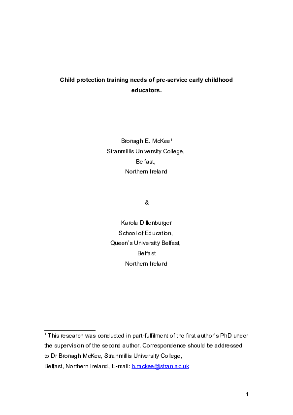 (DOC) Child protection training needs of preservice early childhood