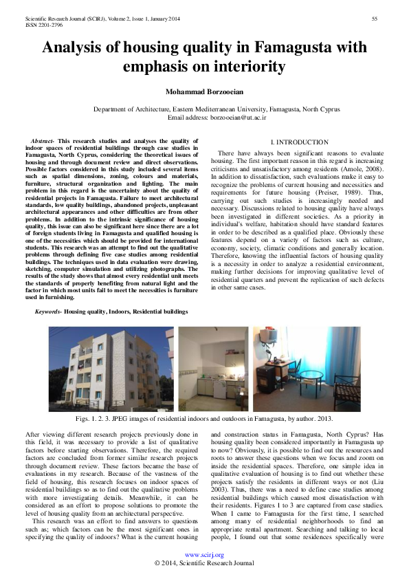 (PDF) Analysis of housing quality in Famagusta with emphasis on interiority