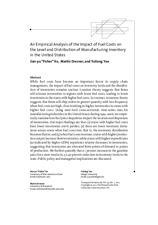 (PDF) An Empirical Analysis of the Impact of Fuel Costs on the Level ...