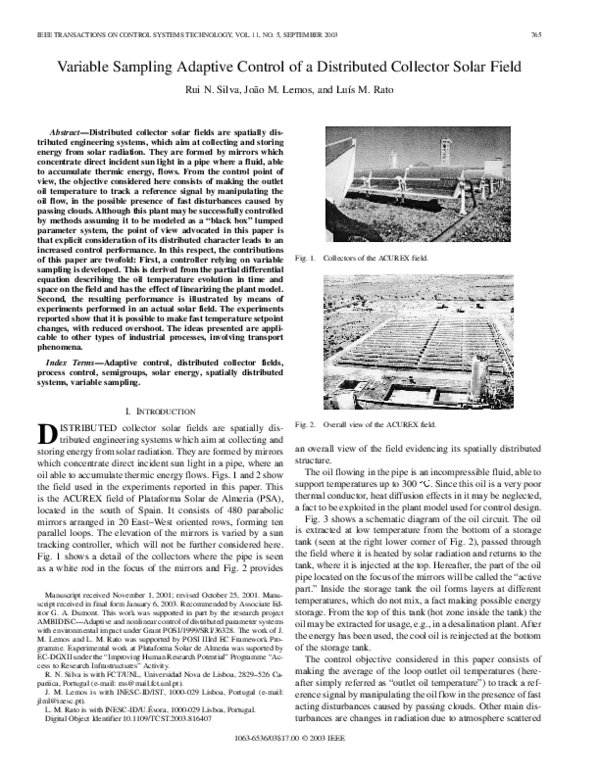 (PDF) Variable Sampling Adaptive Control of a Distributed Collector ...