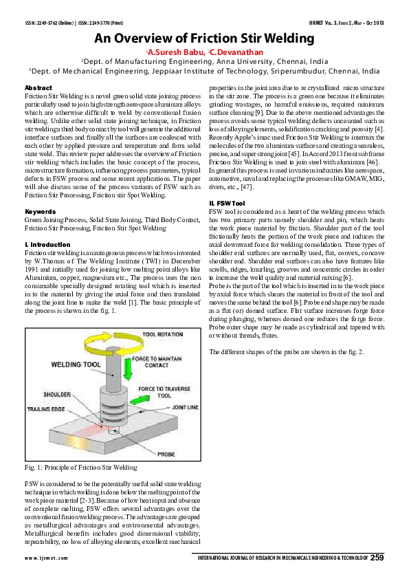 (PDF) An Overview of Friction Stir Welding