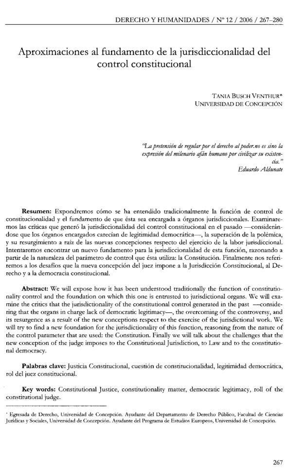 (PDF) Aproximaciones al Fundamento de la Jurisdiccionalidad del Control ...