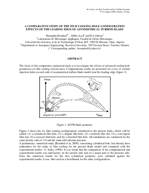 (PDF) A COMPARATIVE STUDY OF THE FILM COOLING HOLE CONFIGURATION ...