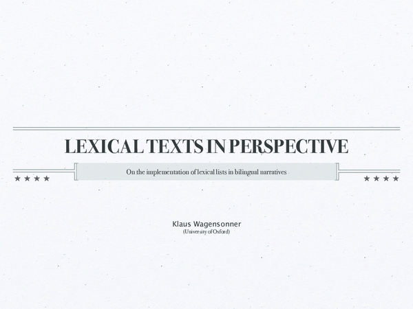 (PDF) Lexical Texts in Perspective. On the implementation of lexical ...