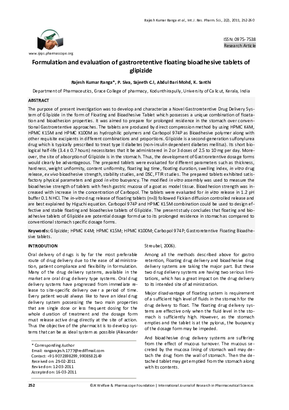 (PDF) Floating drug delivery systems