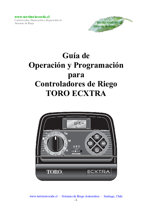 (PDF) Guia de Programacion Controladores Toro Ecxtra