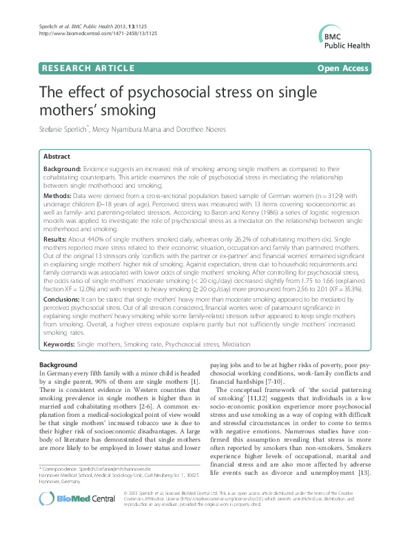 (PDF) R The effect of psychosocial stress on single mothers' smoking
