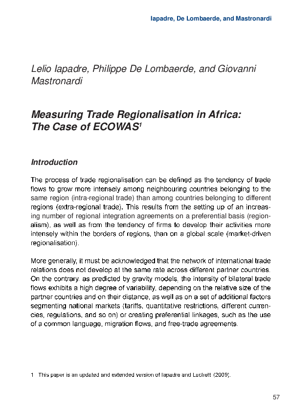 (PDF) Measuring Trade Regionalisation in Africa: The Case of ECOWAS