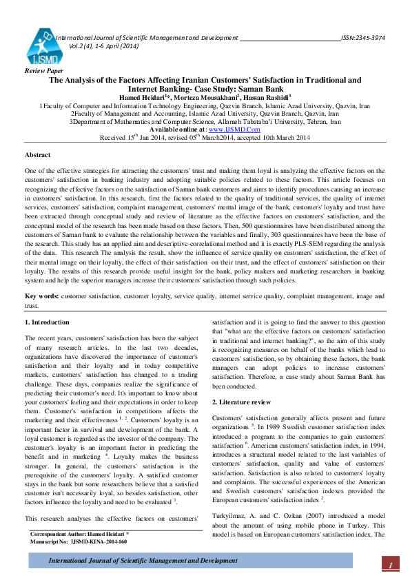 Pdf The Analysis Of The Factors Affecting Iranian Customers