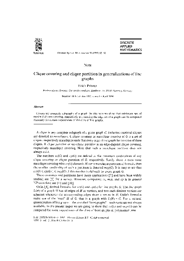 (PDF) Clique Covering and Clique Partition In Generalizations of Line ...
