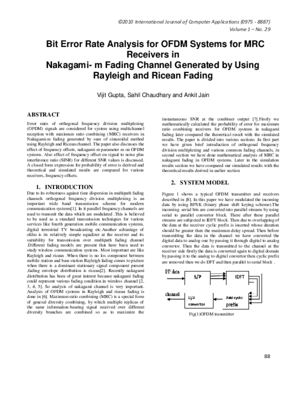 (PDF) Bit Error Rate Analysis for OFDM Systems for MRC Receivers In ...