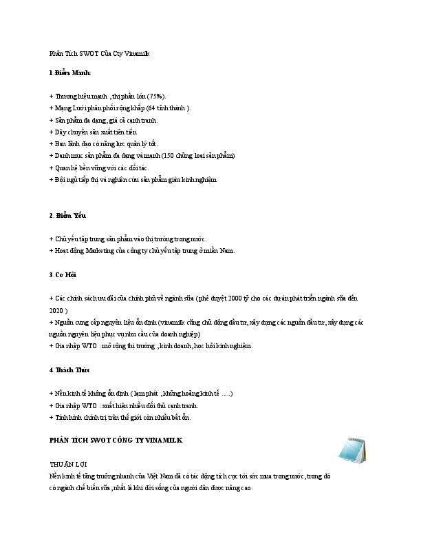 Swot analysis of vinamilk essay 08 picture