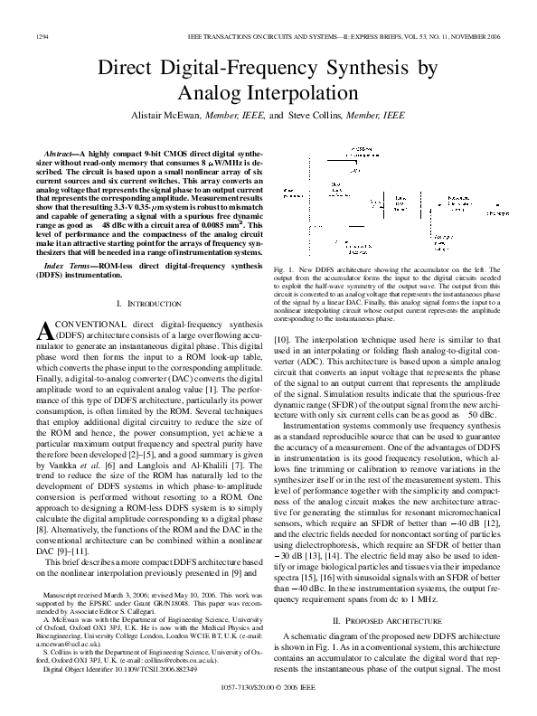 (PDF) Direct DigitalFrequency Synthesis by Analog Interpolation