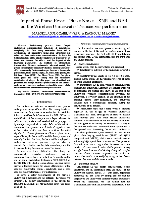 (PDF) Impact of Phase Error – Phase Noise – SNR and BER on the Wireless ...