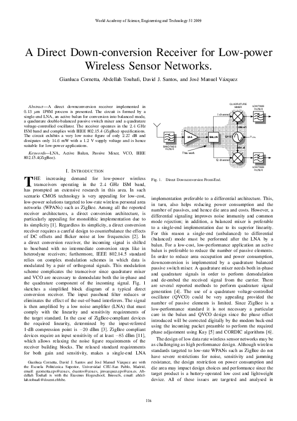 (PDF) A Direct Down-Conversion Receiver for Low-Power Wireless Sensor ...