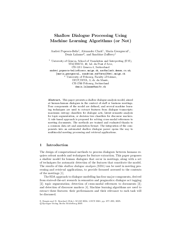 (PDF) Shallow Dialogue Processing Using Machine Learning Algorithms (or ...