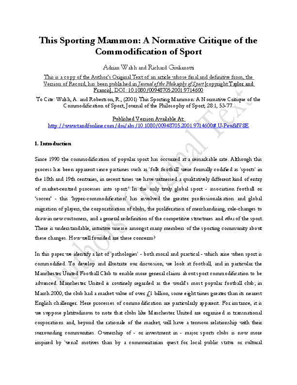 Commercialization of youth sports image