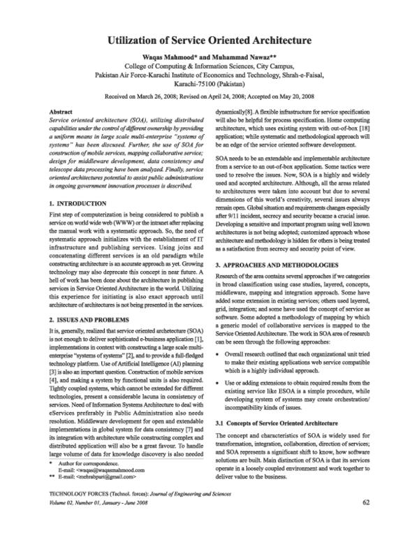 (PDF) Utilization of Service Oriented Architecture