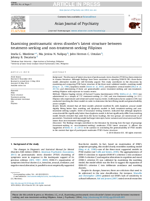 (PDF) Examining the structure of posttraumatic stress disordet of ...