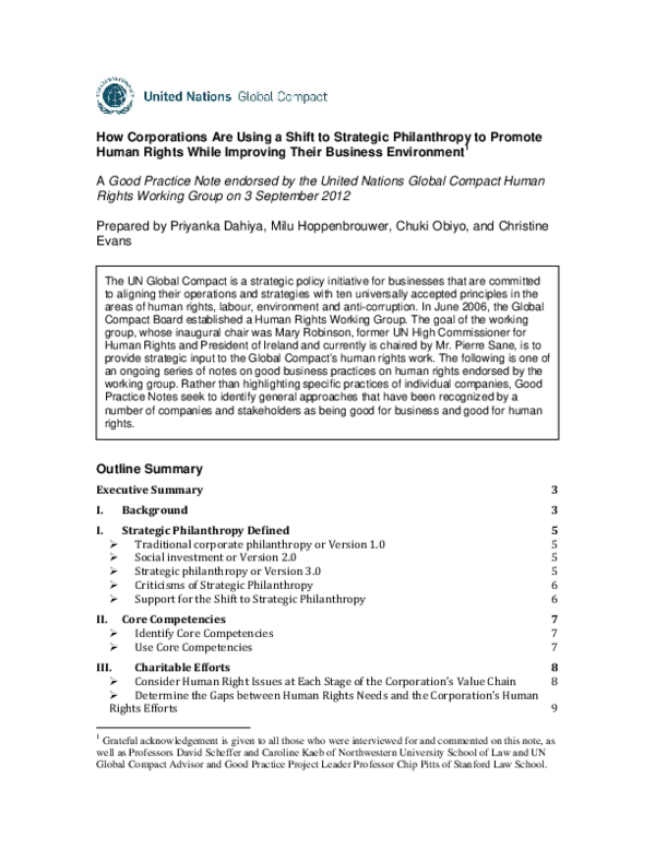 (PDF) How Corporations Are Using a Shift to Strategic Philanthropy to ...