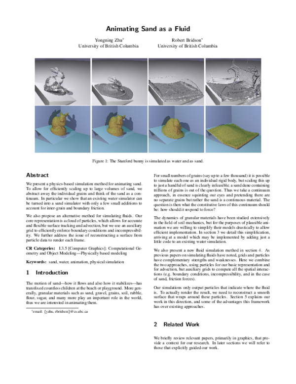 (PDF) Animating Sand as a Fluid