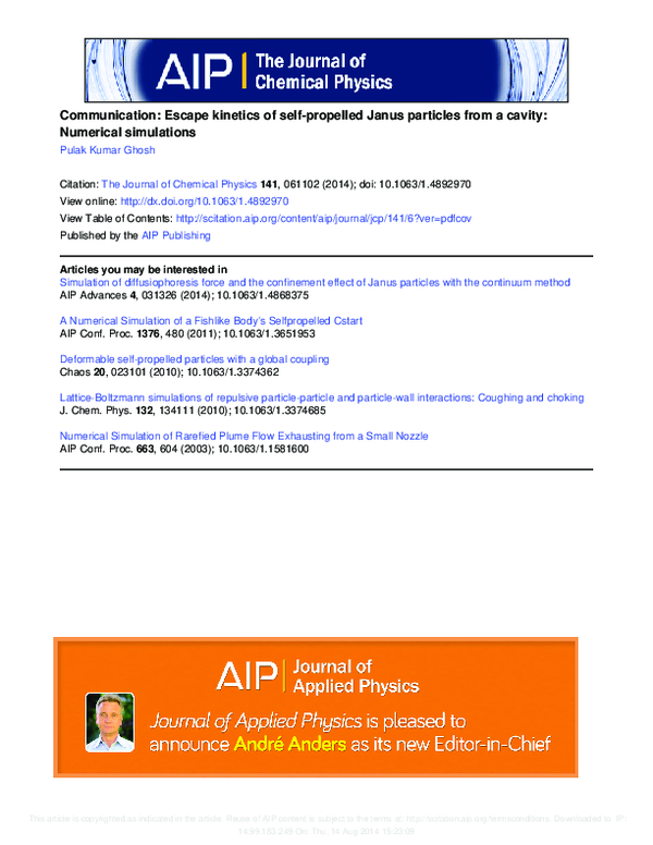 (PDF) Communication: Escape kinetics of self-propelled Janus particles ...