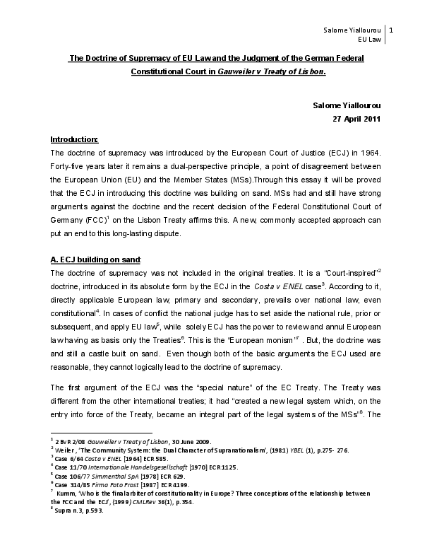 Supremacy of eu law notes picture