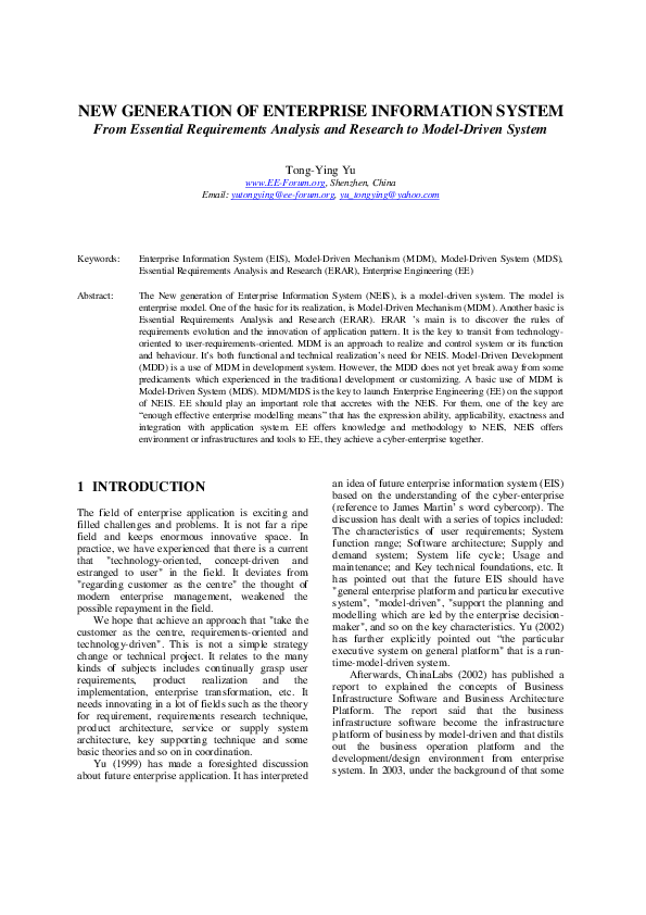 (PDF) NEW GENERATION OF ENTERPRISE INFORMATION SYSTEM From Essential ...