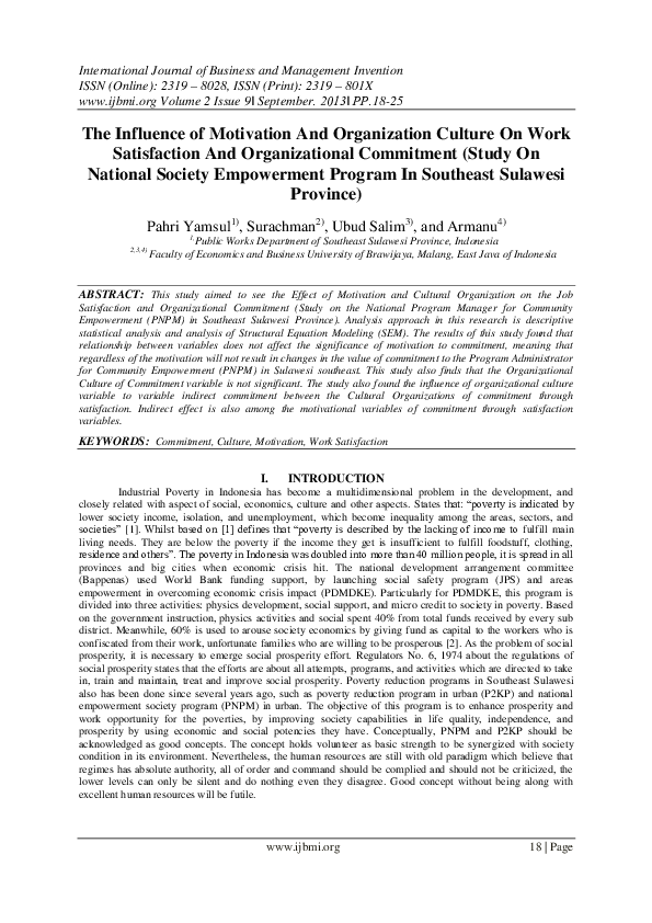 (PDF) The Influence of Motivation And Organization Culture On Work ...