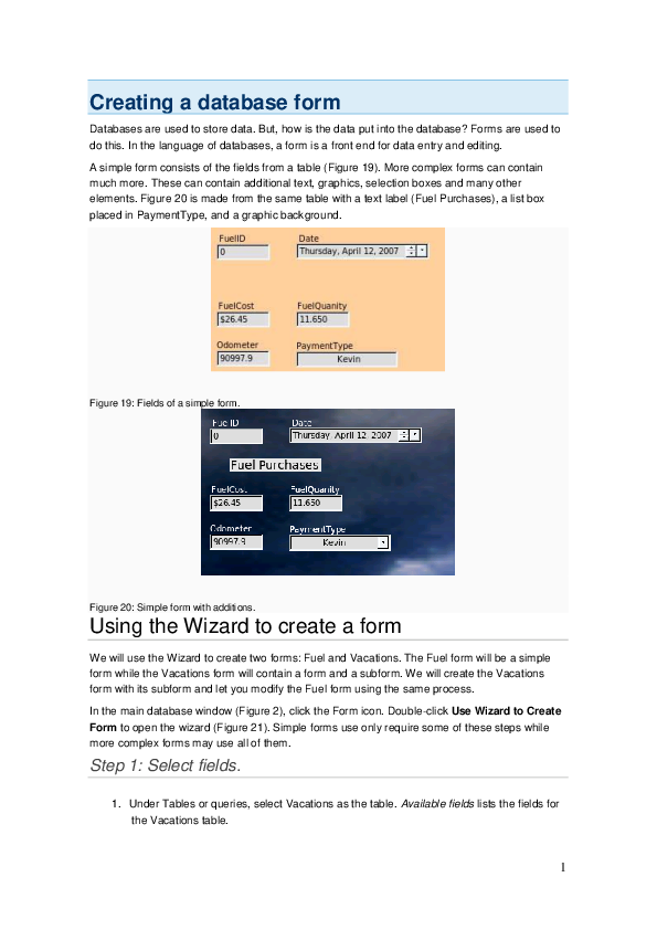 (PDF) Creating a Database Form