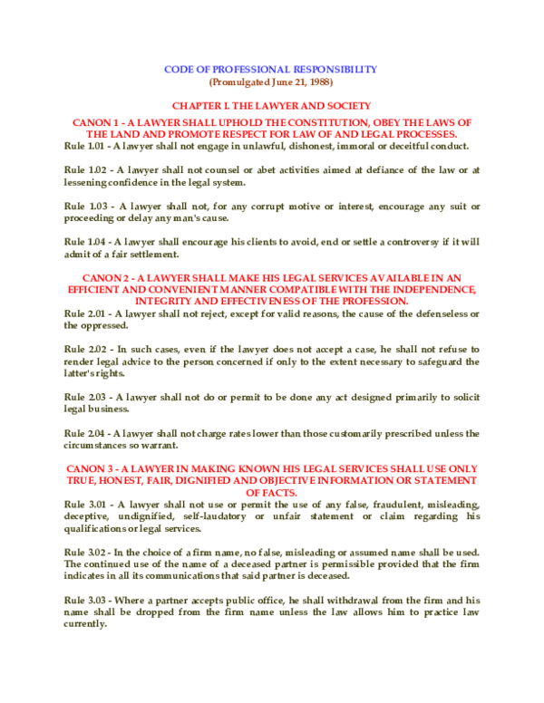 (DOC) CODE OF PROFESSIONAL RESPONSIBILITY