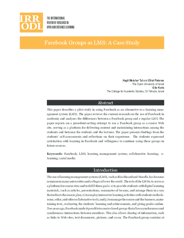 (PDF) Facebook Groups as LMS: A Case Study