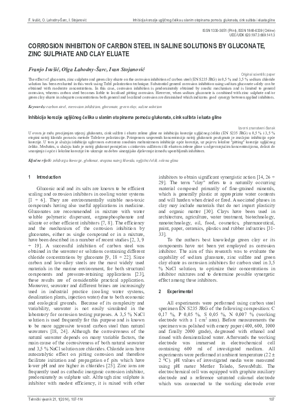 (PDF) CORROSION INHIBITION OF CARBON STEEL IN SALINE SOLUTIONS BY ...