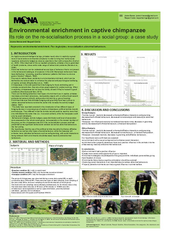 (PDF) Environmental enrichment in captive chimpanzee and its role on ...