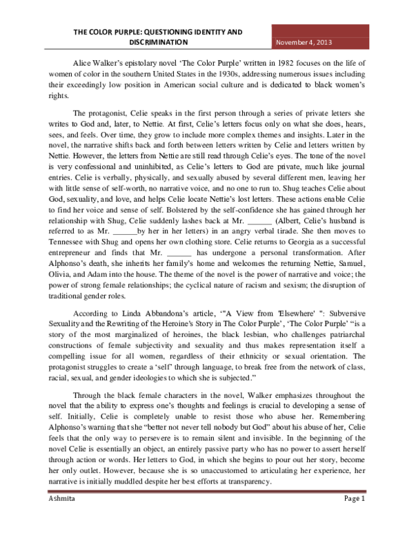 The color purple literary analysis essay image