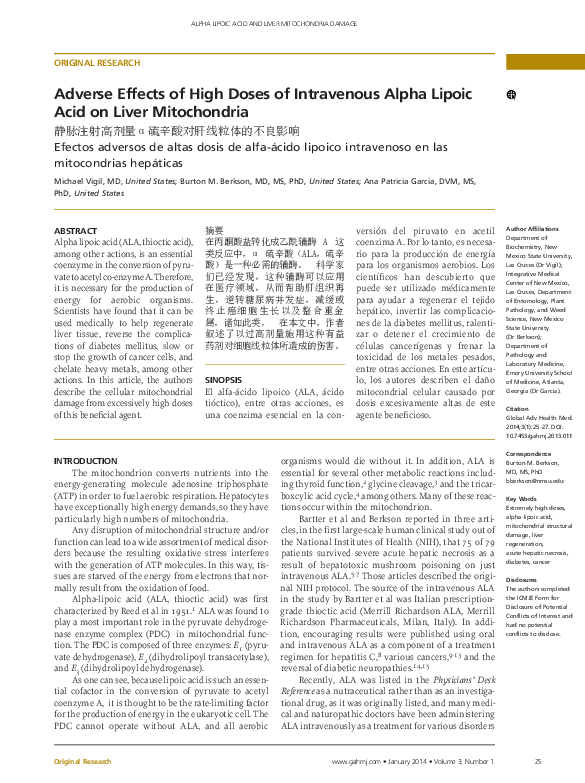 (PDF) Alpha Lipoic Acid and Liver Disease Burt Berkson MD PhD