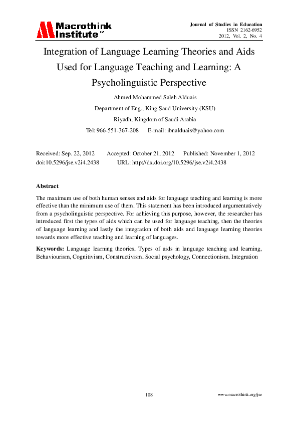 Thesis on psycholinguistics image