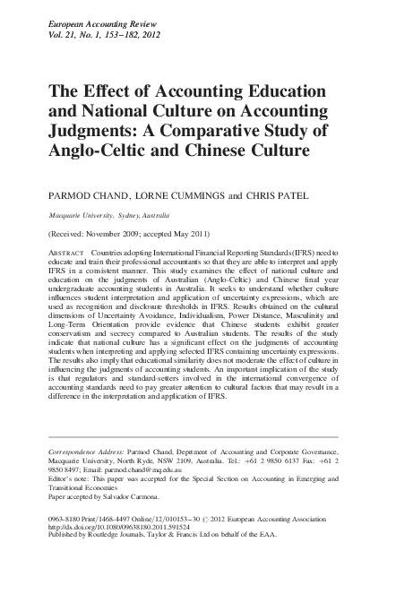 (PDF) The Effect of Accounting Education and National Culture on ...