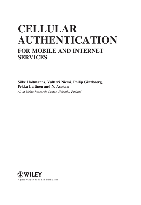 (PDF) CELLULAR AUTHENTICATION FOR MOBILE AND INTERNET SERVICES