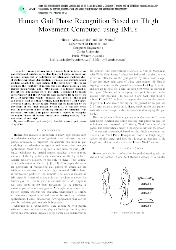 (PDF) Human Gait Phase Recognition Based on Thigh Movement Computed ...