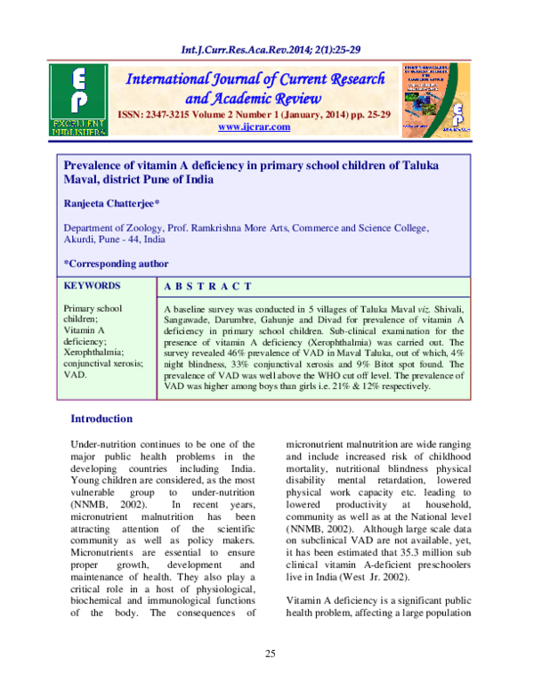 (PDF) Prevalence of vitamin A deficiency in primary school children of ...