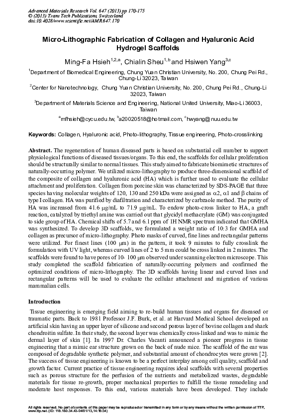 (PDF) MicroLithographic Fabrication of Collagen and Hyaluronic Acid