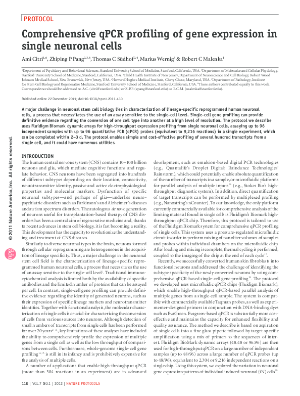 (PDF) Comprehensive qPCR profiling of gene expression in single ...