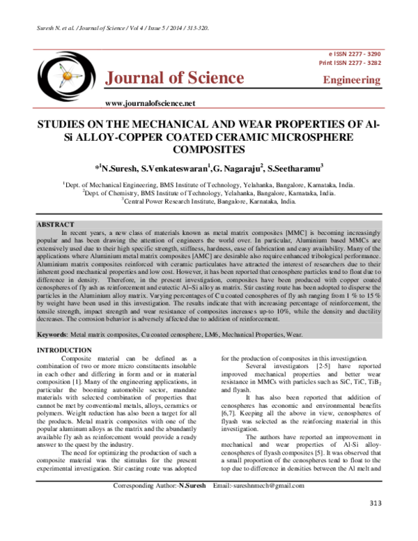 (PDF) STUDIES ON THE MECHANICAL AND WEAR PROPERTIES OF Al- Si ALLOY ...