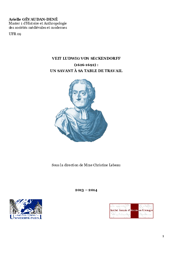(PDF) Veit Ludwig von Seckendorff (16261692) un savant à sa table de
